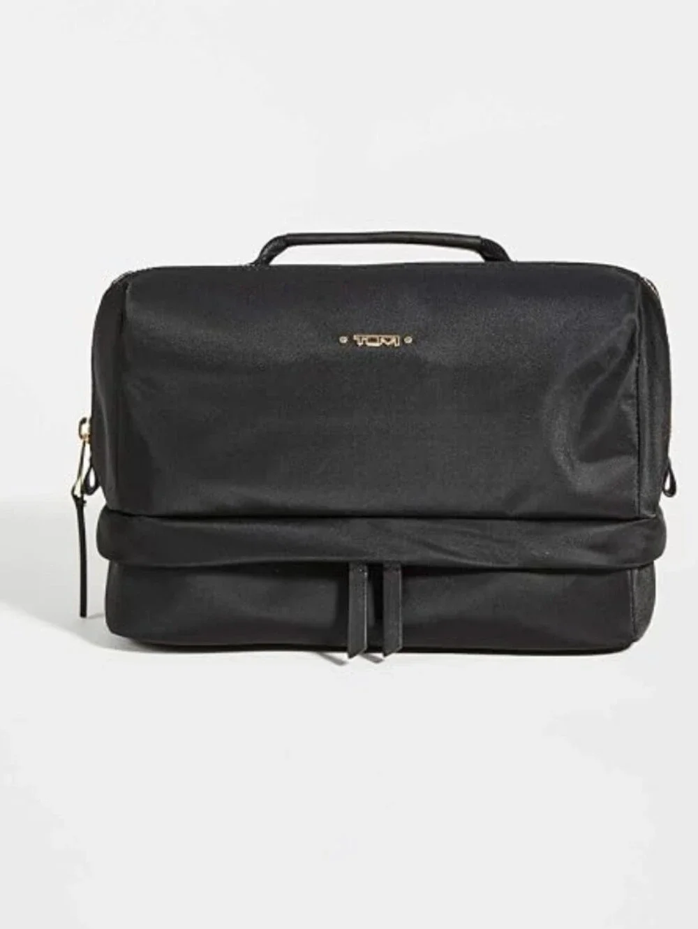 Tumi Voyageur Selma Cosmetic Case Toiletry Bag in black gold